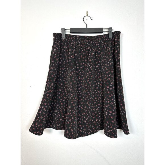 Vintage Bentley Floral‎ Y2K Skirt Black White Floral Dark Large 31” Grunge Midi - Picture 3 of 8
